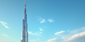 Almas Tower surplombant Dubai en journée avec détails architecturaux