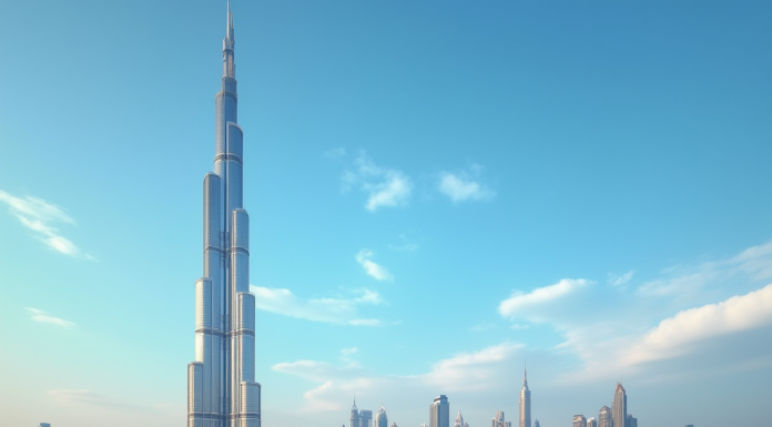 Almas Tower surplombant Dubai en journée avec détails architecturaux