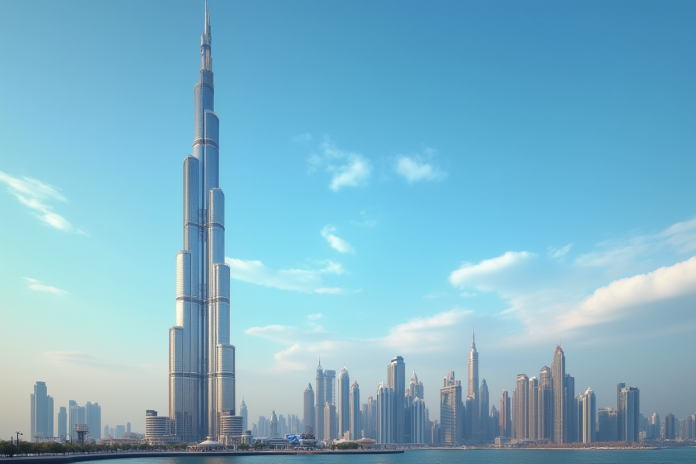 Almas Tower surplombant Dubai en journée avec détails architecturaux