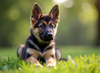 Le tempérament et le comportement du chiot de berger allemand : un focus sur sa psychologie Jeune chiot berger allemand assis sur l'herbe verte