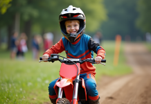 Comparatif des motos enfant Yamaha : laquelle sied le mieux à votre petit pilote ? Garçon de sept ans en motocross souriant en extérieur