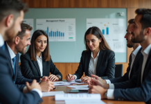 Groupe de professionnels en formation management