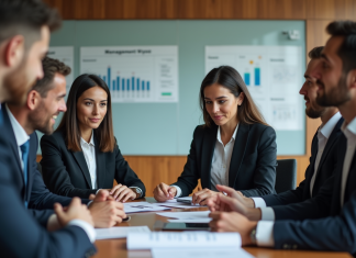 Optimiser l’expérience client : l’importance d’un programme de formation solide en gestion Groupe de professionnels en formation management