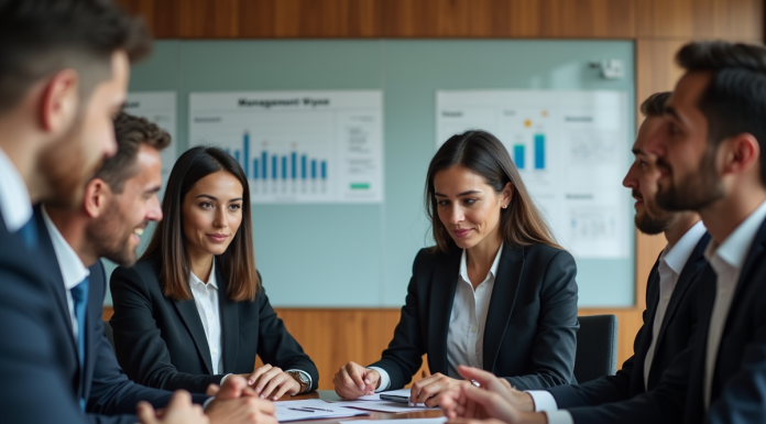 Groupe de professionnels en formation management