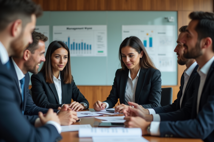 Groupe de professionnels en formation management