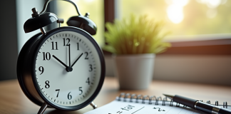 Horloge analogique et calendrier sur un bureau moderne