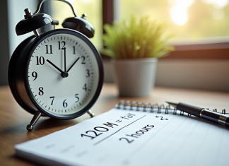Horloge analogique et calendrier sur un bureau moderne