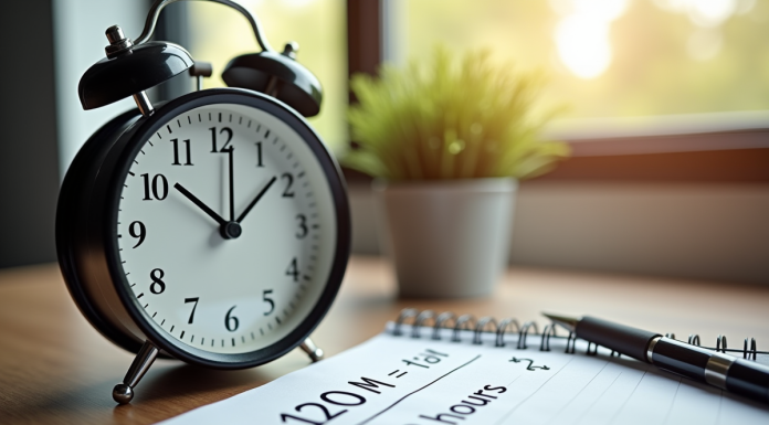 Horloge analogique et calendrier sur un bureau moderne