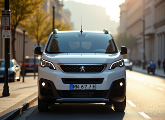Détails techniques du Peugeot Rifter 2024 : du moteur jusqu’aux finitions Peugeot Rifter 2024 stationné en ville en vue frontale