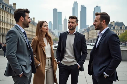 Groupe de professionnels urbains &agrave; Paris en discussion