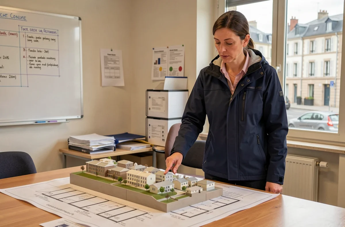 Urbaniste présentant le projet de reconversion du site Aqualud au Touquet lors d'une réunion municipale