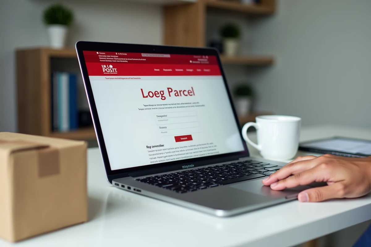 Écran d'ordinateur affichant le suivi et la reprogrammation de livraison La Poste sur un bureau