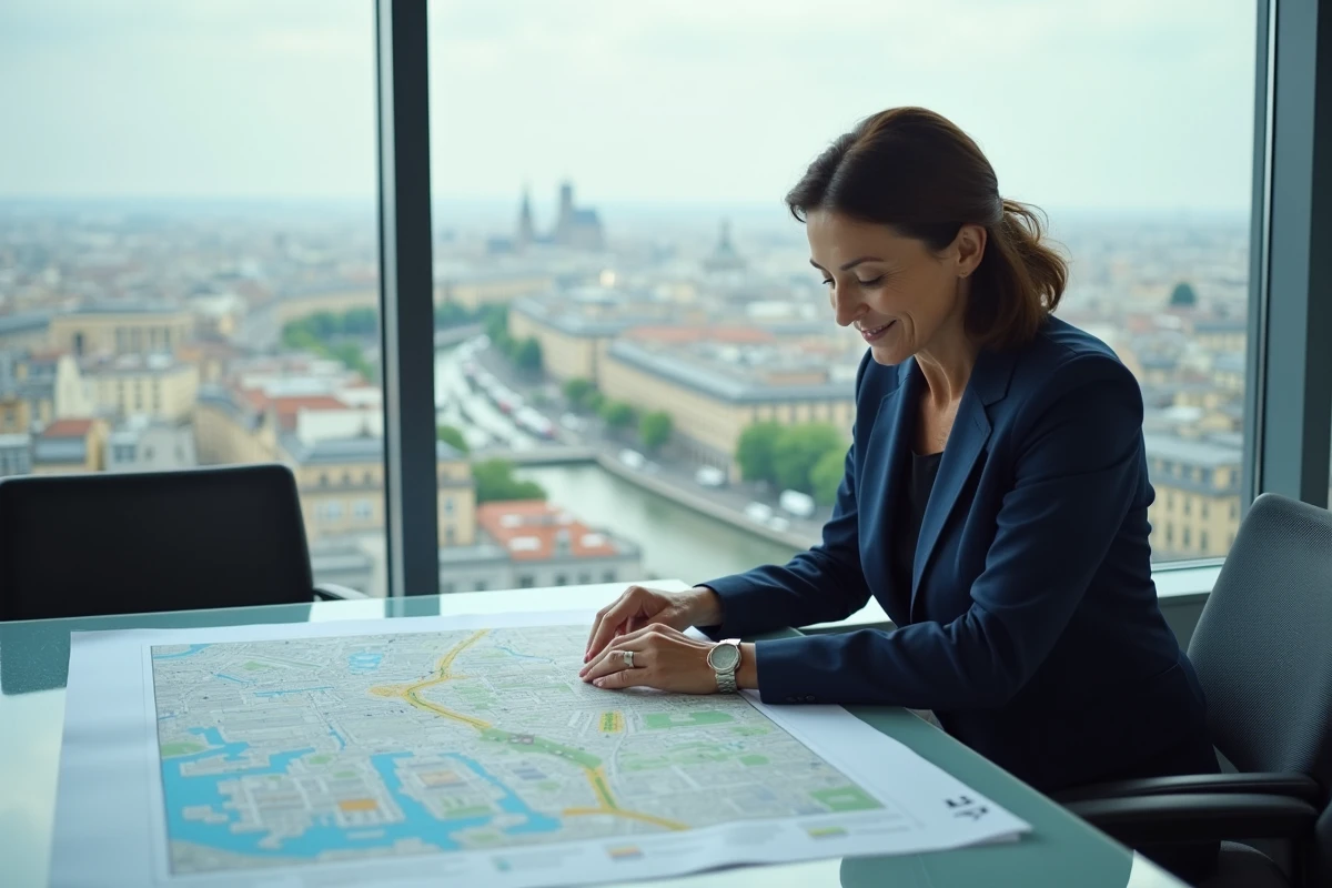 Urbaniste examinant une carte de développement urbain